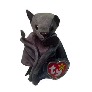 Ty Beanie Baby Batty Bat Plush with Gray and Purple Hues